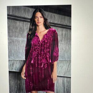 Gorgeous Johnny Was Azure Embroidered Velvet Dress in Boysenberry!